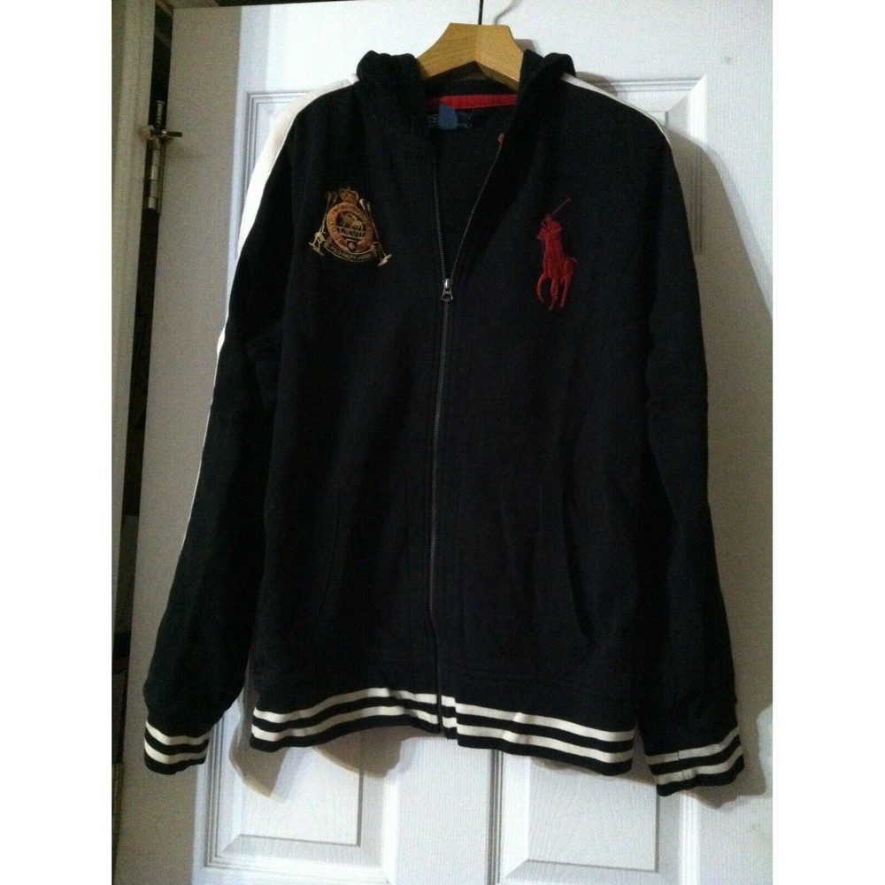 VTG POLO RALPH LAUREN MEN'S BLACK 85%COTTON 15%ACRYLIC HOODIE SIZE: XL